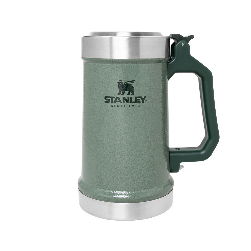 STANLEY CLASSIC BOTTLE OPENER BEER STEIN 24OZ HAMMERTONE GREEN