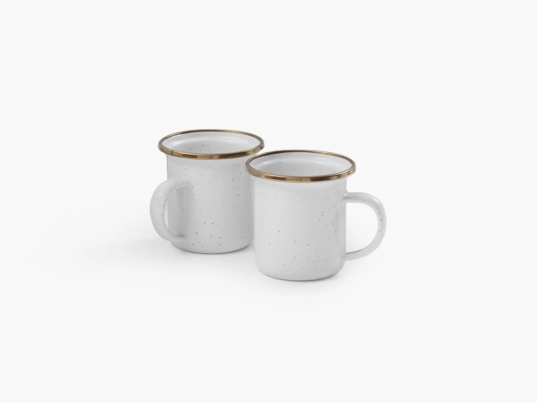 BAREBONES ENAMEL ESPRESSO CUP SET OF 2 [EGGSHELL]