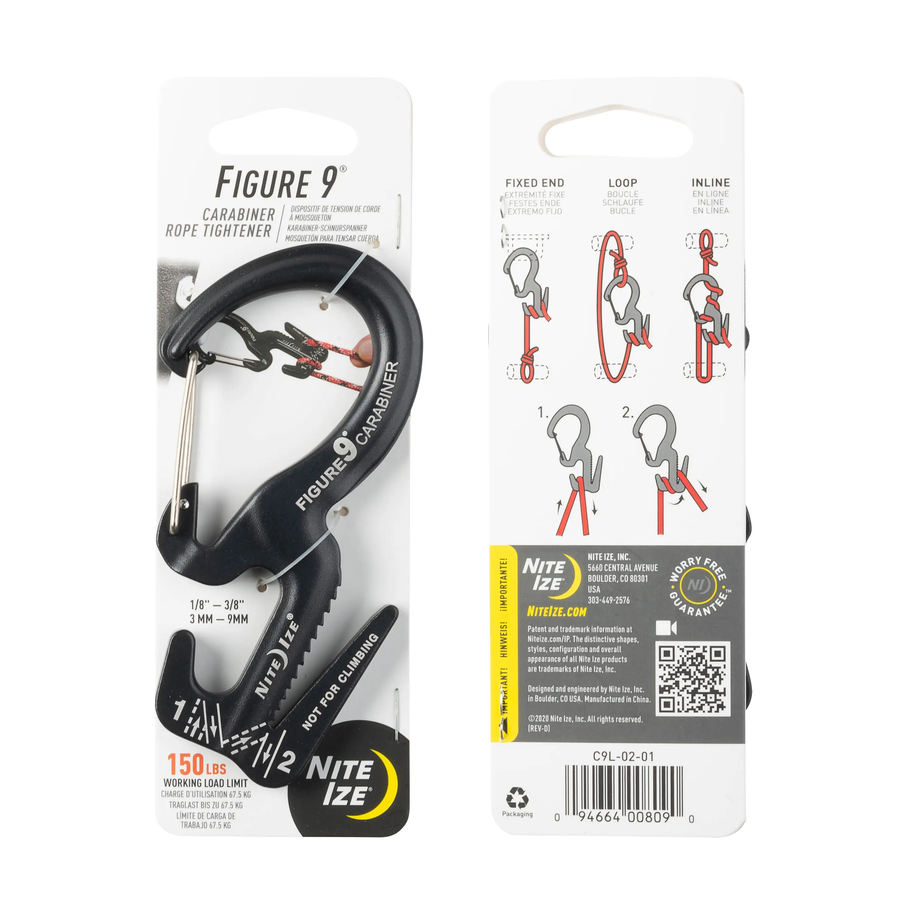 NITE IZE FIGURE 9 CARABINER ROPE TIGHTENER LARGE