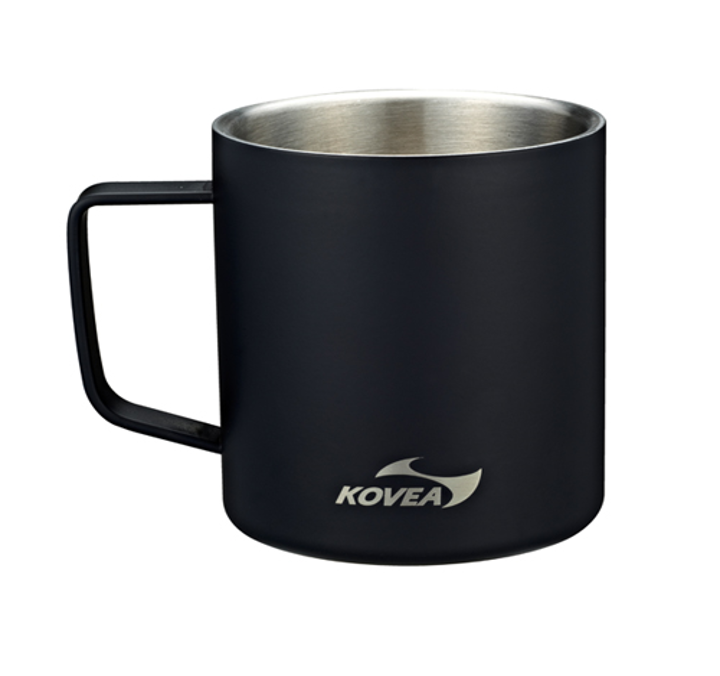 KOVEA STAINLESS STEEL DOUBLE MUG BLACK 450