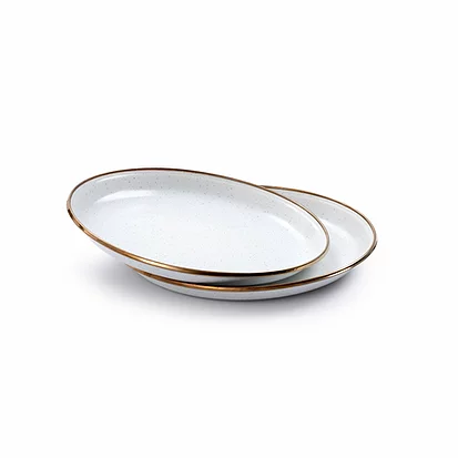 BAREBONES ENAMEL SALAD PLATE SET OF 2 [EGGSHELL]