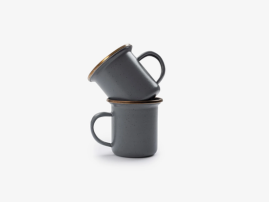 BAREBONES ENAMEL ESPRESSO CUP SET OF 2 [SLATE GREY]