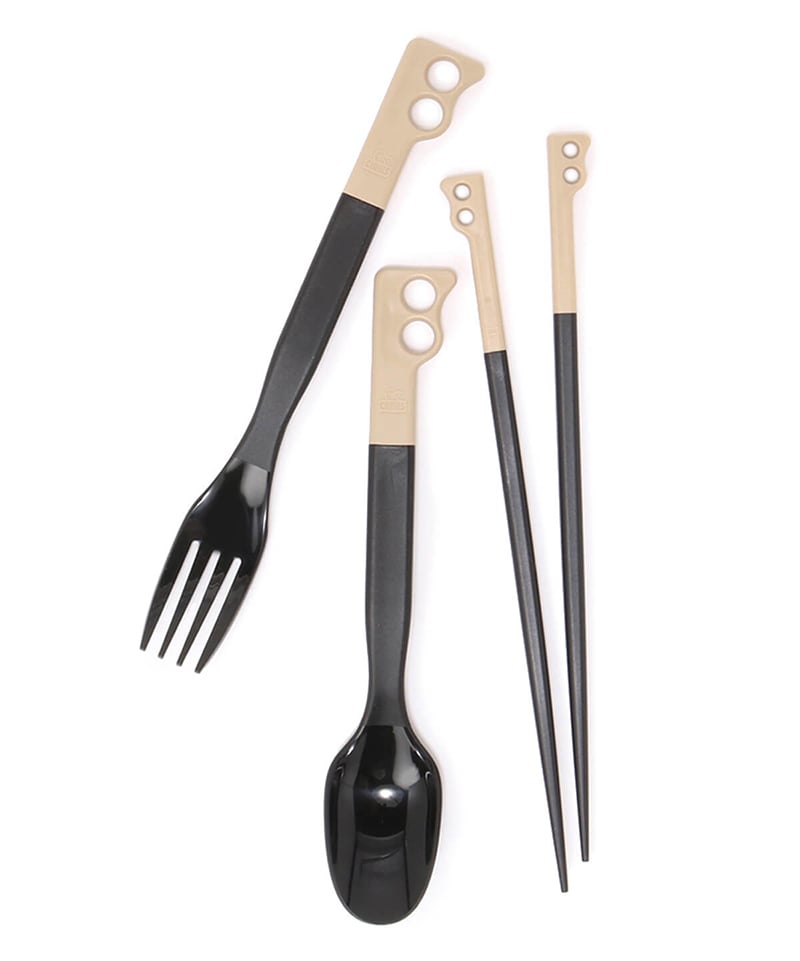 CHUMS CAMPER CUTLERY SET BROWN / BLACK