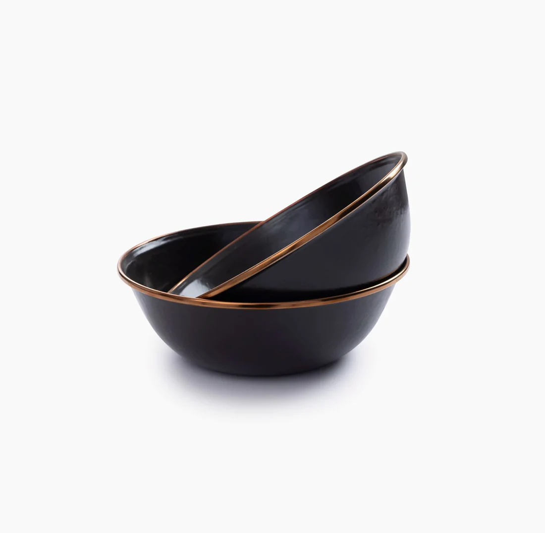 BAREBONES ENAMEL BOWL SET OF 2 [CHARCOAL]