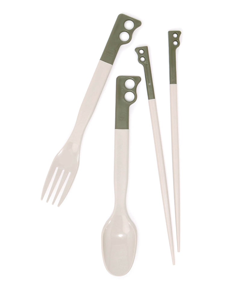 CHUMS CAMPER CUTLERY SET KHAKI / GREY